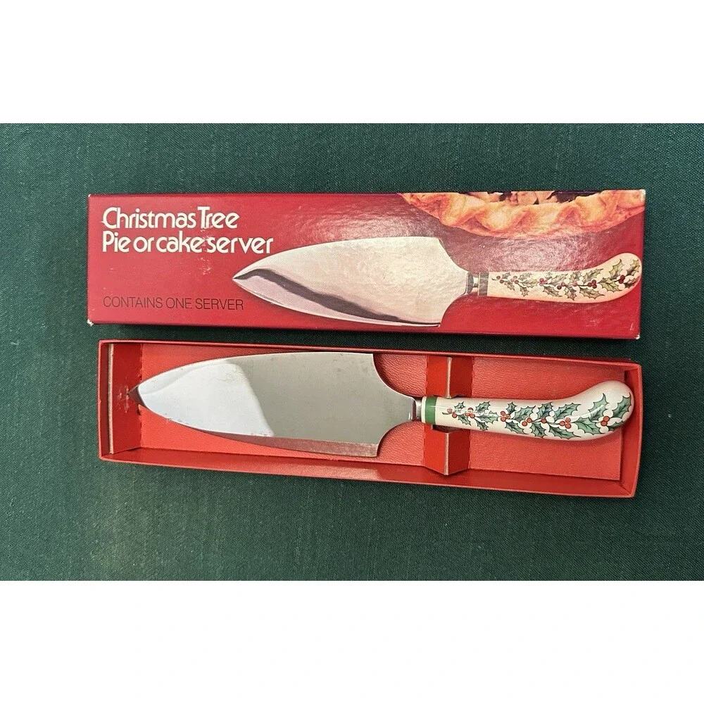 Vintage Spode Christmas Tree Pie Cake Server George Butler Sheffield England Box